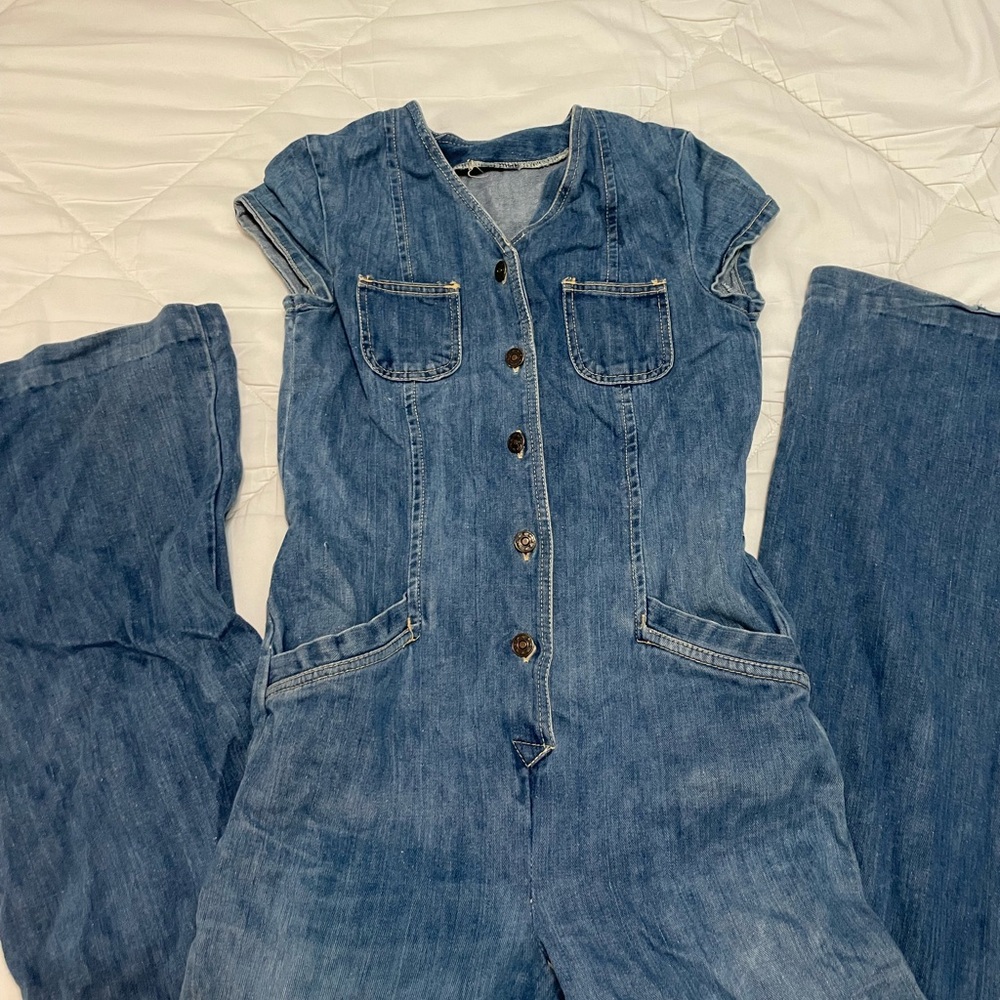 Women's 70s Blue Denim Jumpsuit
